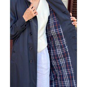 Vintage 80's Burberry Heritage Waterloo Trench Coat Nova Check 10 Long FLAWS